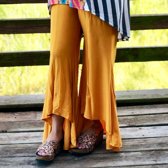 Crazy Train Pants - Mustard High-Low Pants